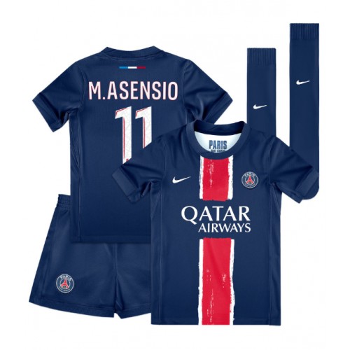 Fotbalové Dres Paris Saint-Germain Marco Asensio #11 Dětské Domácí 2024-25 Krátký Rukáv (+ trenýrky)